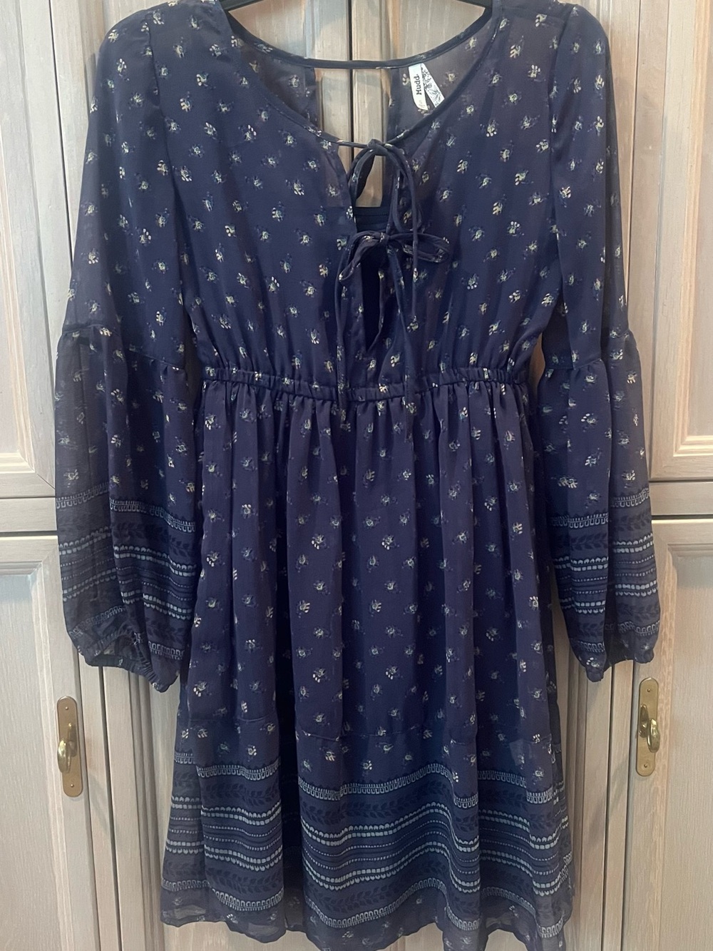 Mudd Navy Blue Floral Tie-Front Casual Dress size Small